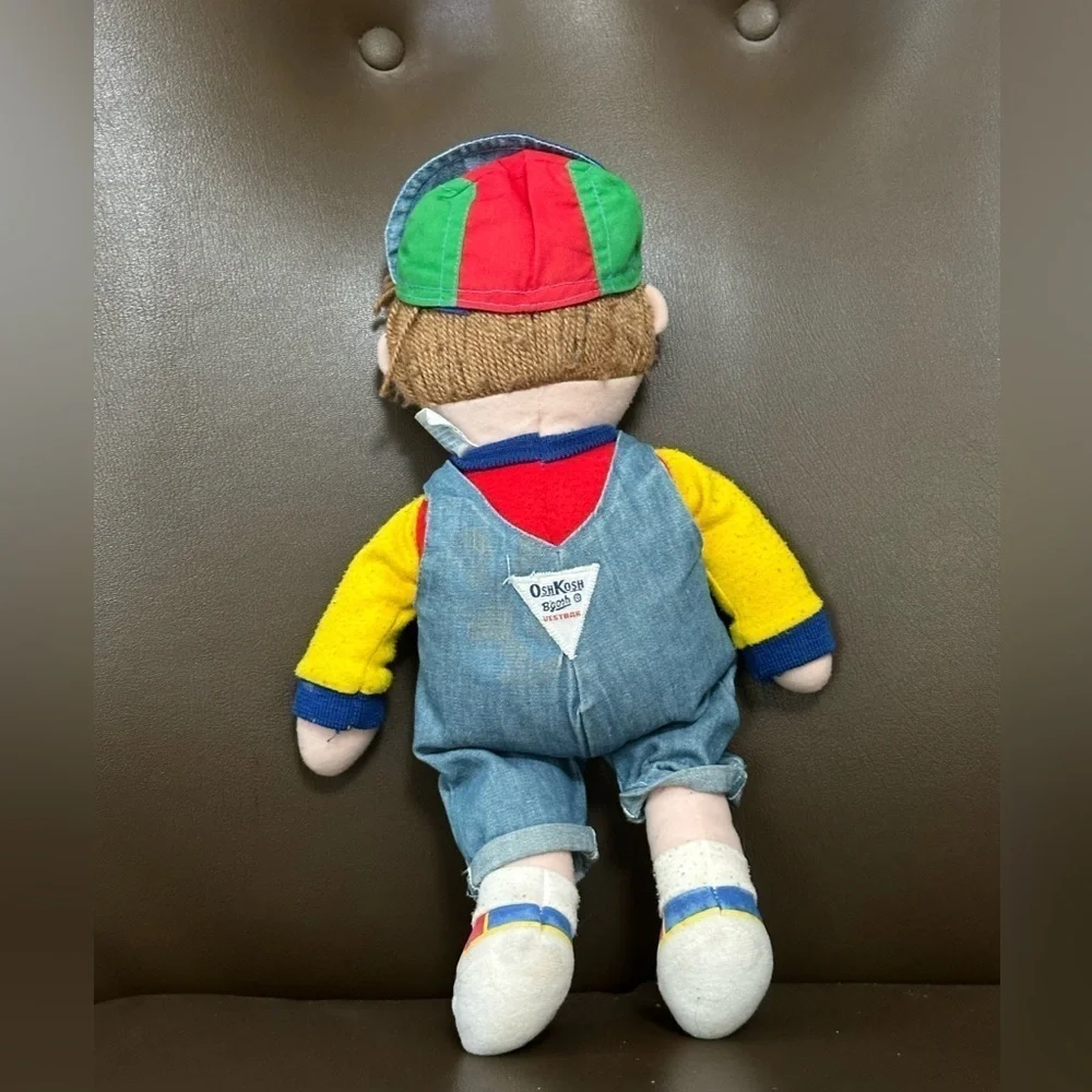 Vintage Eden Toys OshKosh B’gosh Plush Doll Boy w/ Hat & Overalls 1990s 14” VTG